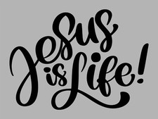 JESUS IS LIFE Sticker Christ Faith Calligraphy Love Christian Decal Hope Vinyl