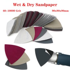 90mm Wet  Dry Sanding Discs Triangular Sandpaper Hook  Loop Pads 60-10000 Grit