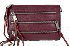 Rebecca Minkoff Mini 5 Zip Bordeaux Wine Cranberry Leather Crossbody Bag NEW NWT