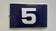 VINTAGE nice Blue Enamel Sing door number 50's number 5