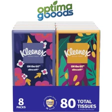 Kleenex On-The-Go Facial Tissues, 8 On-The-Go Packs, 10 Tissues per Box...