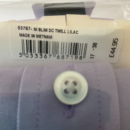 T M Lewin Long Sleeve Dress Shirt Mens Size 38 x 17 Slim Fit Purple Non Iron - Picture 9 of 10