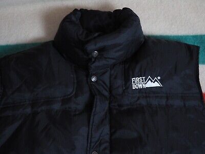 VTG 90s FIRST DOWN Black Logo Zip Snap Duck Down Outdoor VTG 90s FIRST DOWN Black Logo Zip Snap Duck Down Outdoor