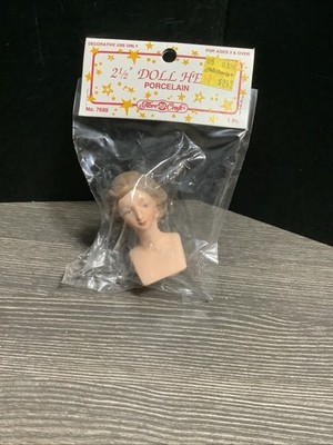 Vintage Fibre Craft Porcelain Doll Head 2-1/2  #7689 Decoration  NOS