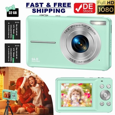 44MP Digitalkamera Fotokamera HD Mini Videokamera 16X Zoom Camera mit 32GB Karte