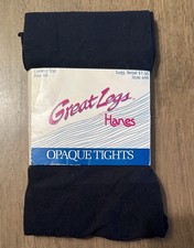 VTG 90s Great Legs by Hanes Control Top Opaque Tights - Classic Navy - Sz AB NEW
