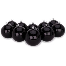 Pack of 10 Extra Large 100mm Coloured Christmas Baubles - Black