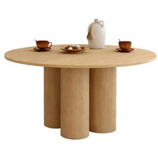 Table à manger ronde ELOISE pied central cylindrique 6 personnes hêtre 110 cm