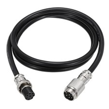 3.3ft GX16 8 Pin Cable Male to Female Head Aviation Cordset 22AWG, Black