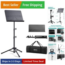 Professional Portable Sheet Music Stand - Folding Adjustable Holder, with Car...