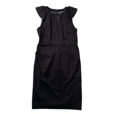 Elie Tahari Dress Womens 12 Black Ponte Knit Cap Sleeve Zip Pocket Pencil Sheath