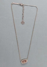 Kendra Scott Elisa Rose Gold Pendant Necklace in Rose Gold Drusy 16''