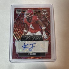 KJ Bolden 2025 Panini Mosaic Football Future Scripts Auto Red Wave Prizm