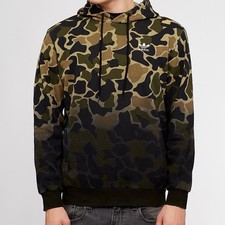 Adidas Originals Camo Hoodie Men  s XL Green Khaki Trefoil Pullover
