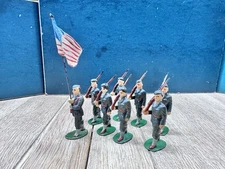 Timpo: US Infantry w/ Flag Bearer, WW2. c1950s.  Unboxed