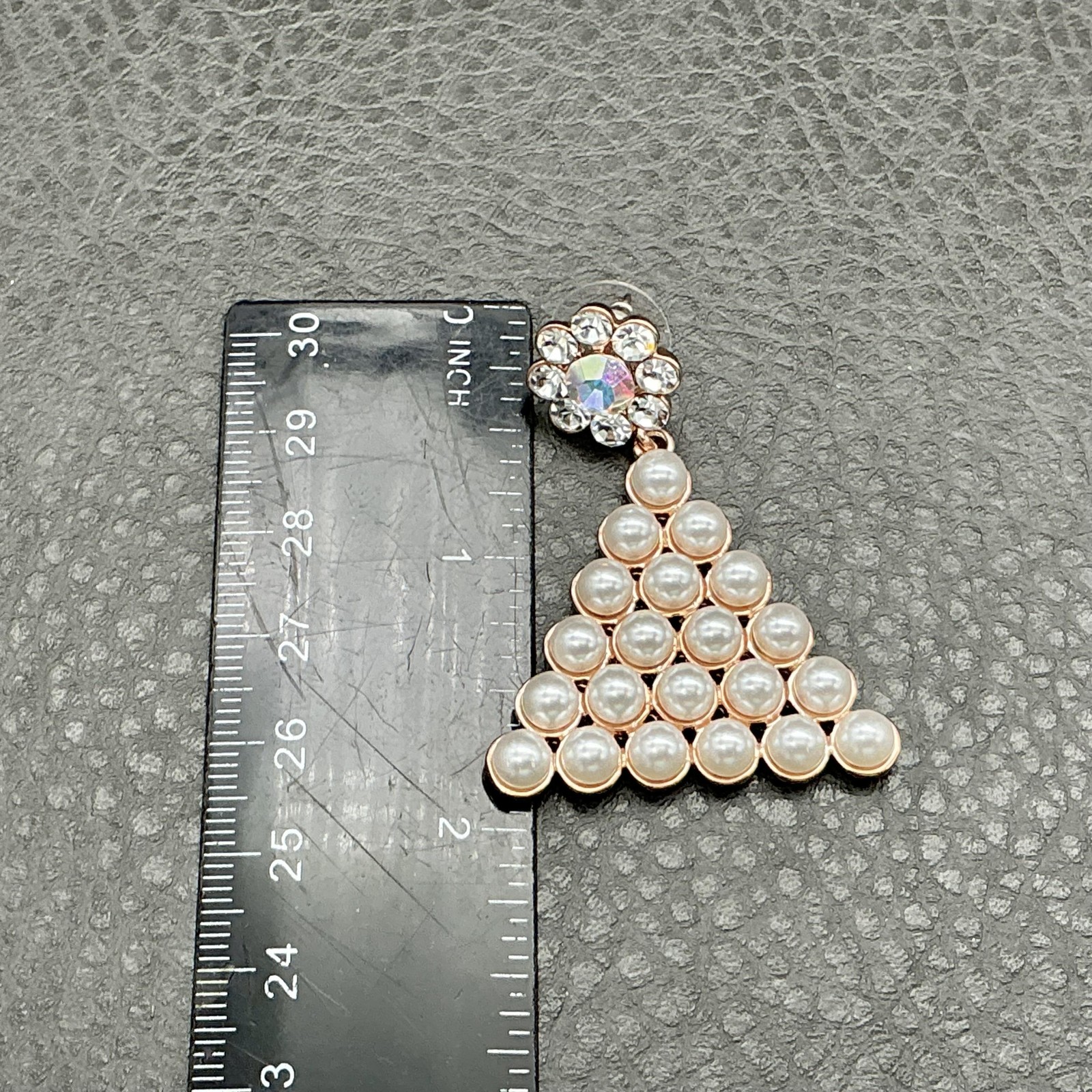 Statement Pearl Triangle Drop Earrings Womens Ros… - image 7