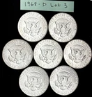 40% Silver Kennedy Half Dollars, 1968 D, 7 Coins, Circulated Lot  (Ref. K68 3)