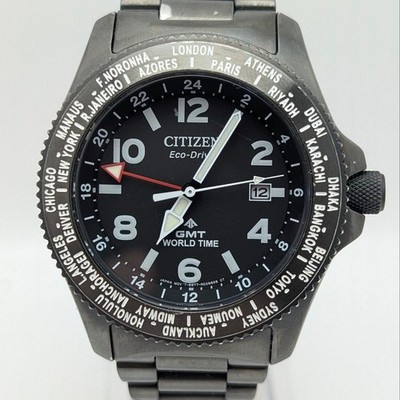CITIZEN PROMASTER Land GMT Eco Drive Watch BJ7107-83E Black Dial Stainless Steel