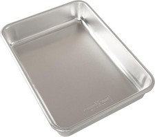 Natural Aluminum Commercial Rectangular Cake Pan Exterior dimensions 12.9 x 9.5