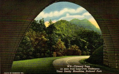 Chimney tops loop over underpass, great Smoky Mountains, national Park linen 
