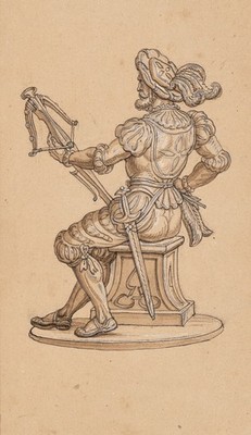 Studie einer sitzenden Figur, um 1860, Tusche Biedermeier Unbekannt (19.Jhd)
