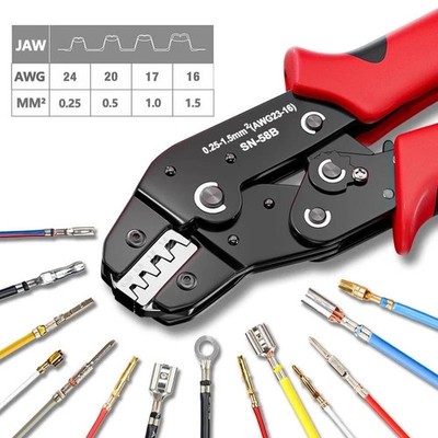 Ratcheting Crimping Tool Set SN-58B for JST Molex TE Open Barrel Pins PCIe SATA