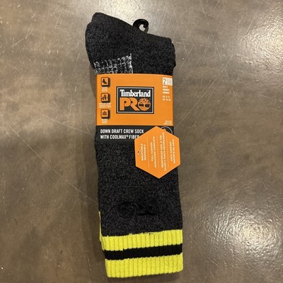 TIMBERLAND Men's Down Draft Crew Sock w/ Coolmax Fiber Size 9-12 Grey/Yellow