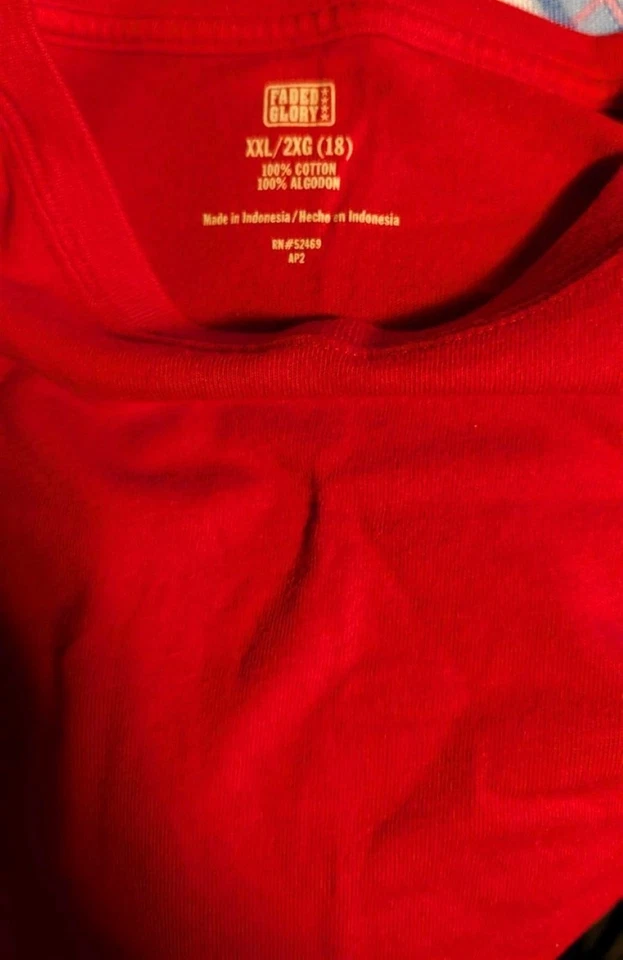 Camiseta roja de manga larga Faded Glory cuello redondo XXL/2XG (18) 100 % algodón PET RESCUE Foto 4 de 4
