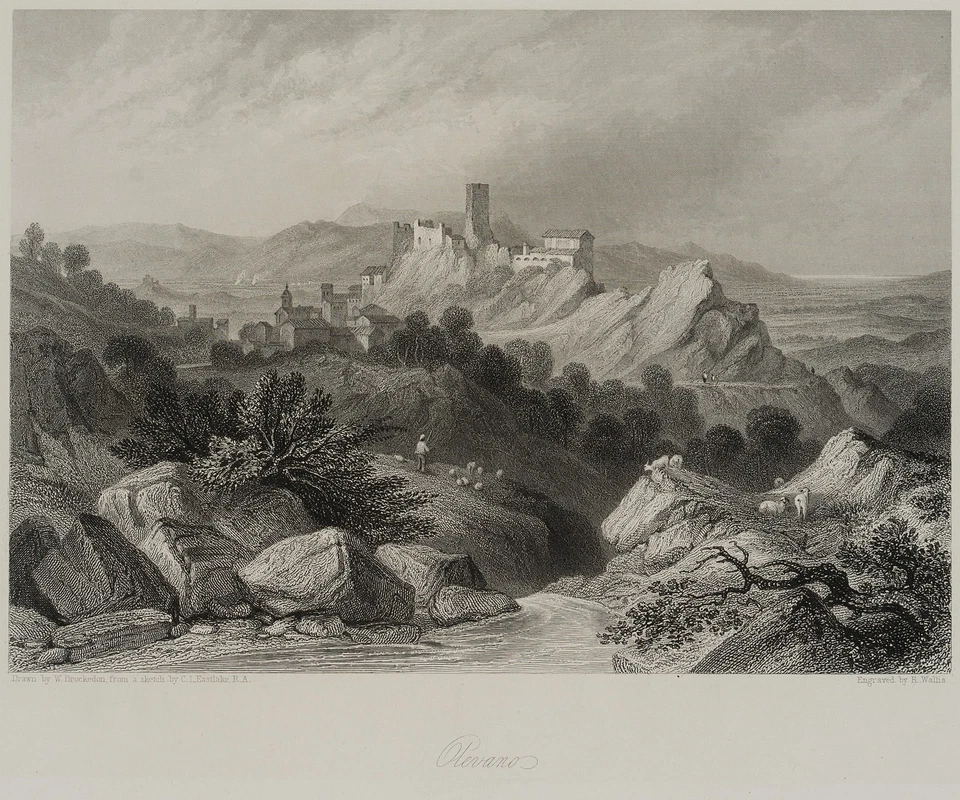 WALLIS (*1794) nach EASTLAKE (*1793), Ansicht von Olevano, Sst. Romantik - Bild 1 von 4