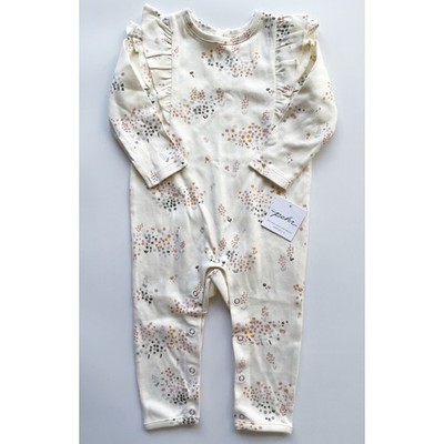 NWT Baby Girl's Pehr Organic Cotton One Piece Ruffle Romper Neutral 6-12 Months