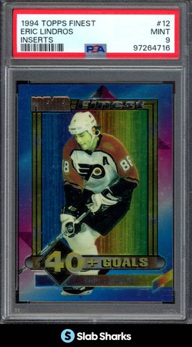 1994 TOPPS PREMIER #12 ERIC LINDROS FINEST TOP GOAL SCORERS PSA 9
