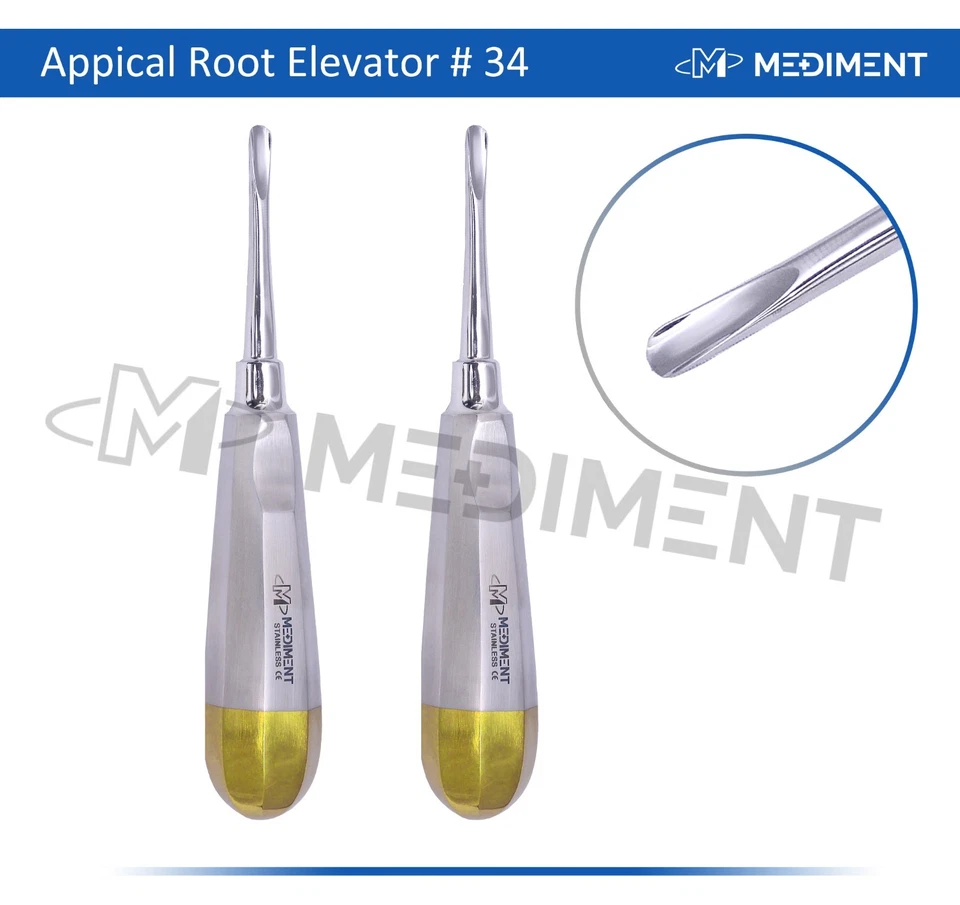 MEDIMENT 2 PCS GERMAN STRAIGHT DENTAL SURGERY LUXATING APICAL ROOT TIP ELEVATOR#34