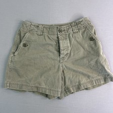 Women's Abercrombie And Fitch Button Pocket Cotton Olive Khaki Shorts Size 6 Y2K