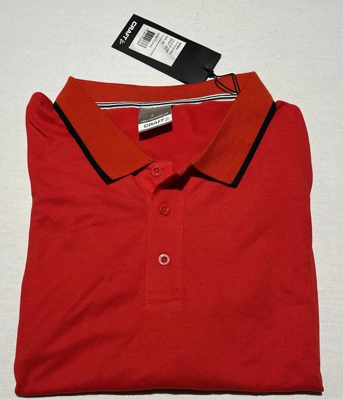 Craft Polo Shirt Men's XL Red Performance Embroidered Accent NWT Flaw
