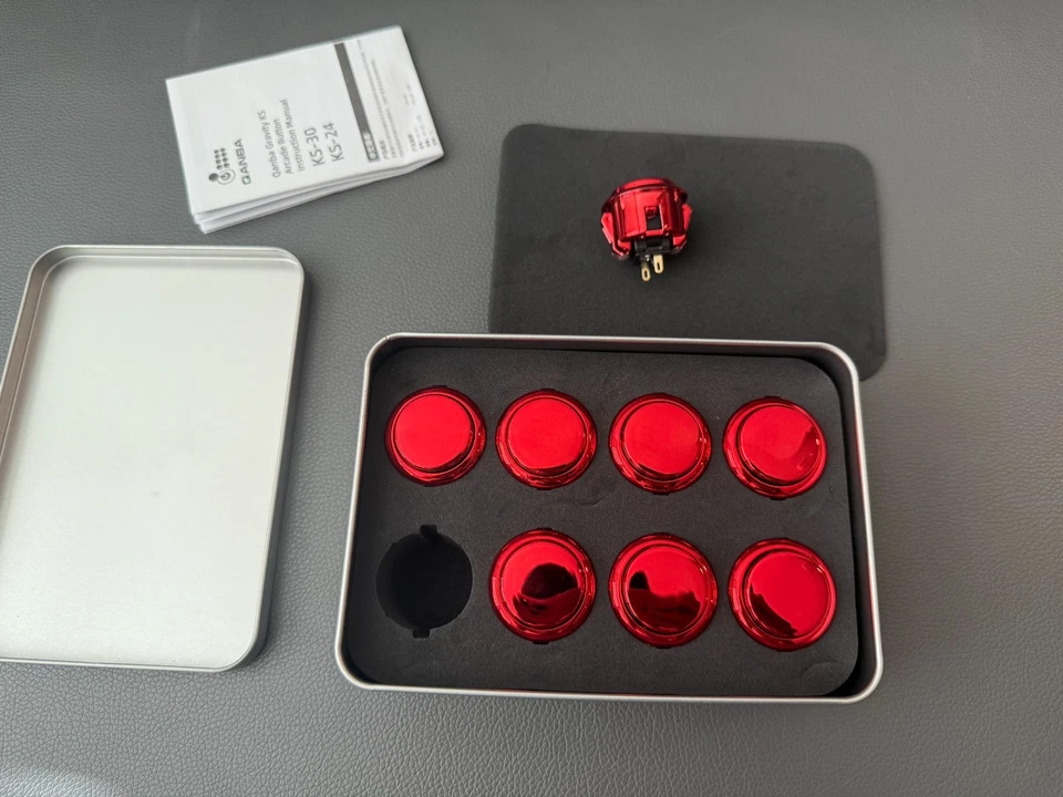 Juego de pulsadores silenciosos Qanba Gravity KS-30 (rojo, 8 piezas) para joystick arcade / lucha Foto 3 de 4