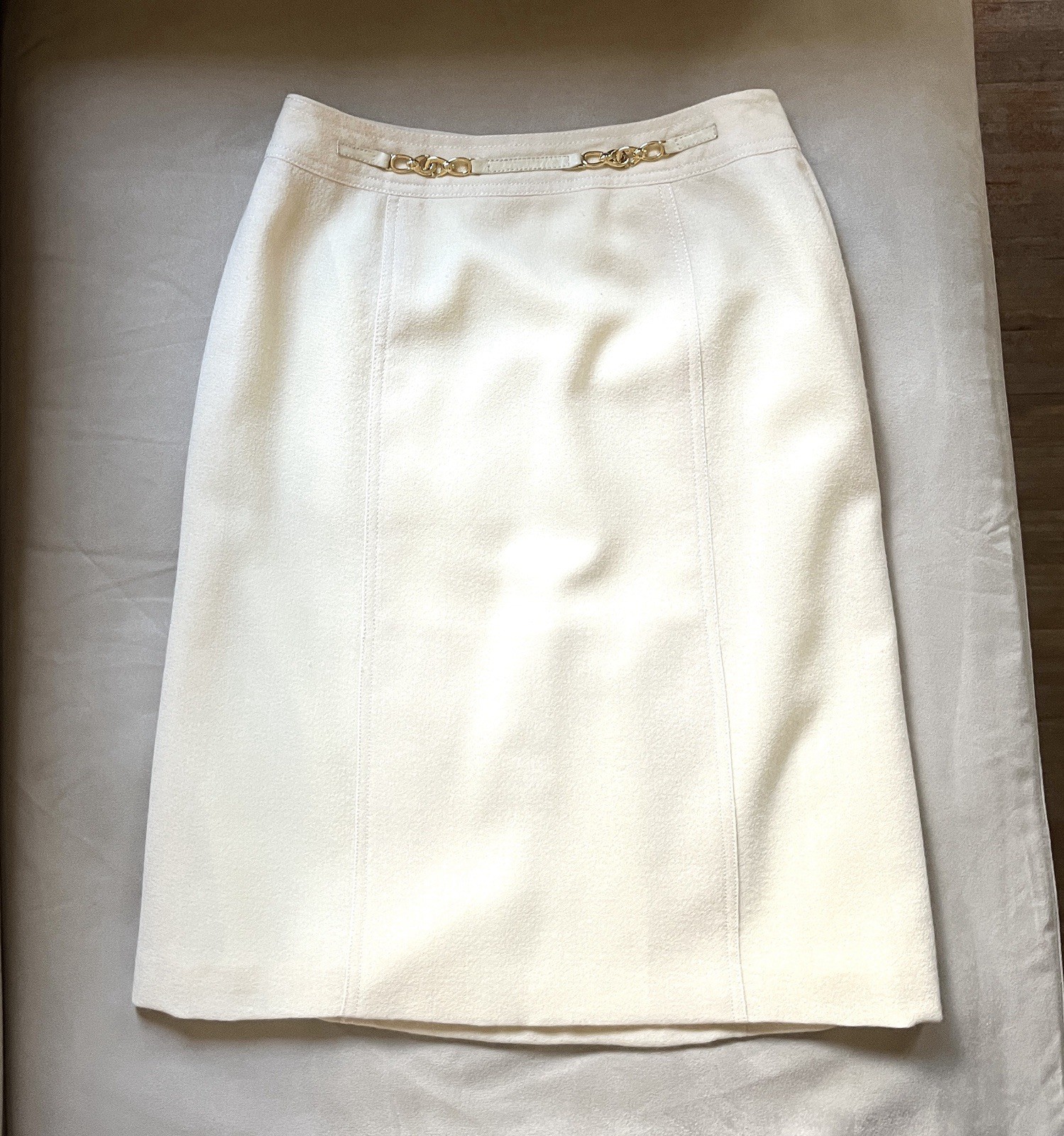 Gonna Celine Paris vintage crepe Lana panna 42