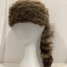 Plush Textile Hat Kids Size Hat Faux Raccoon Tail