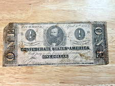 1863 $1 Confederate States of America banknote- AUTHENTIC