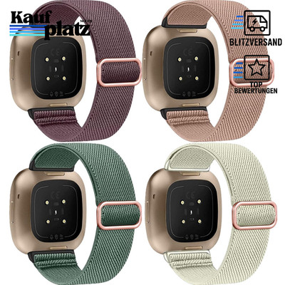 Stretch Nylon Armbänder Kompatibel mit Fitbit Versa 3 4 Sense 2 Einstellbar 4