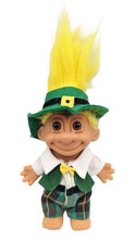 AROUND THE WORLD IRELAND Irish Leprechaun St Patrick' 5" Russ Troll Doll Rare