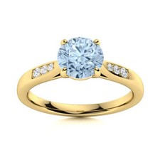 Sterling Silver Aquamarine Stone Prong Solitaire Art Deco New Ring Jewelry