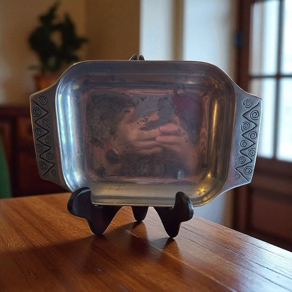 Wilton Armetale блюдо регги узор лоток 9,75 «x 6,25» x 1,25» винтажный олова - Изображение 3 из 4