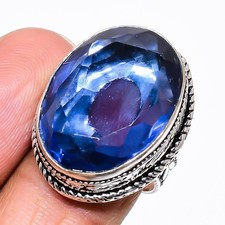 Natural Amethyst Gemstone Handmade 925 Sterling Silver Jewelry Ring Size 8 W925