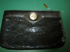 Whiting Davis Co Black Clutch Purse 11"x7" EUC T80