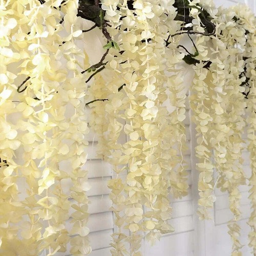 Artificial Hanging Wisteria Silk Flowers Vine Plant Wedding Garden 5 Pack - Picture 12 of 13