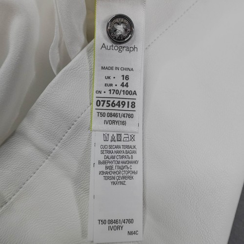 Autograph Womens Top US 12 Off White Faux Leather Back Sheer Front Quiet Luxury - Picture 8 of 14