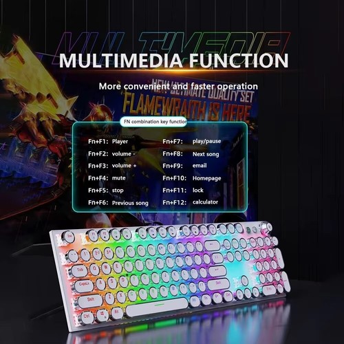 Wired Typewriter style keyboard with mouse- WHITE - Picture 9 of 13