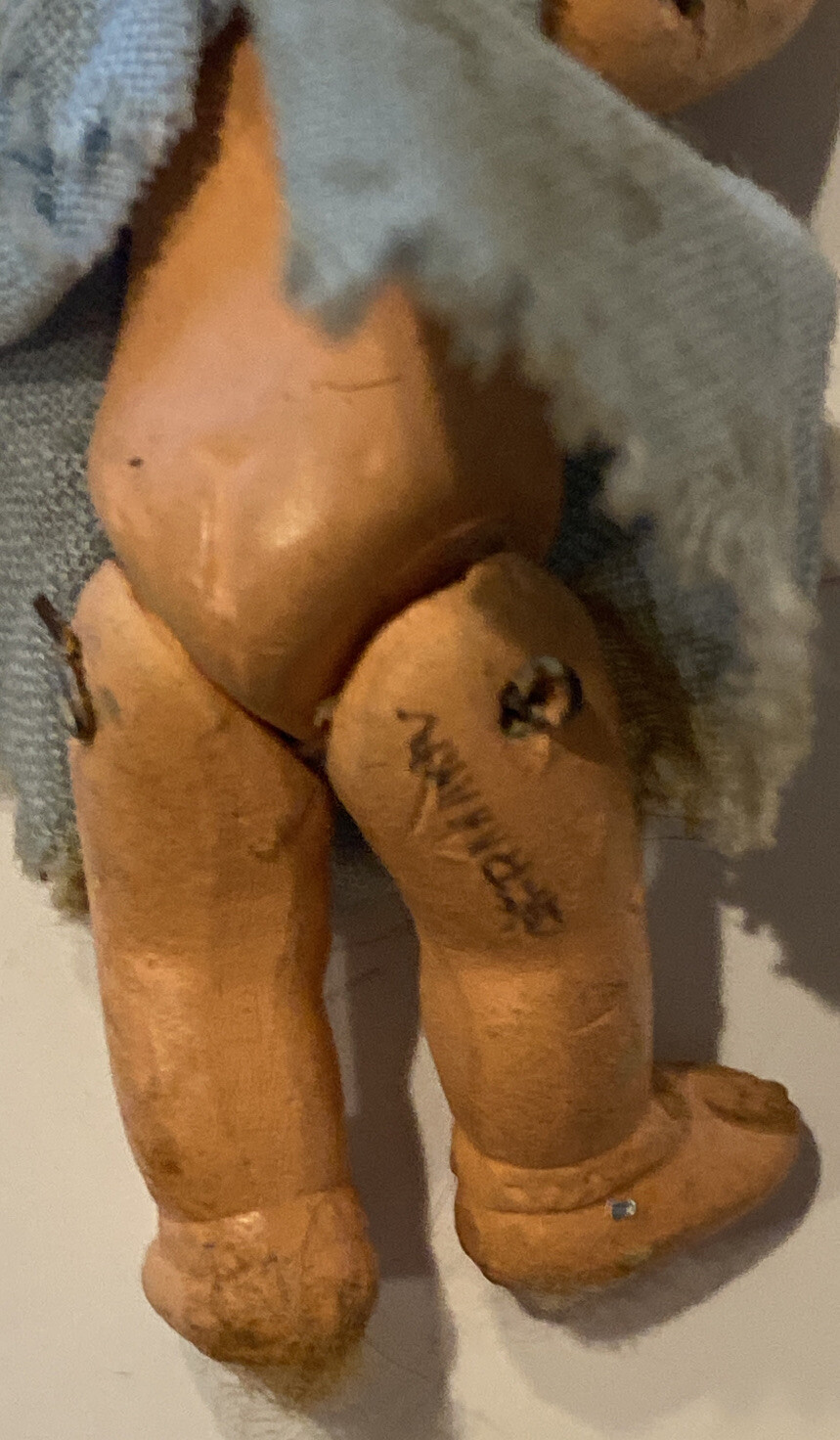 Bisque Doll German Mignonette Miniature Rubber Jointed Movable Antique Rare 2.5”