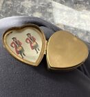 1950's Brass Heart Shape Locket Pendant Necklace, Marked Japan