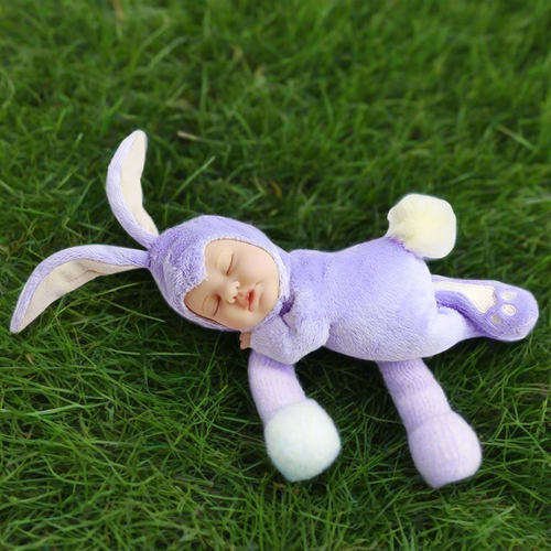 Muñeca Anne Geddes 9 pulgadas Baby Lilac Bunny - Colección de cuerpo suave lleno de frijoles - Imagen 24 de 24